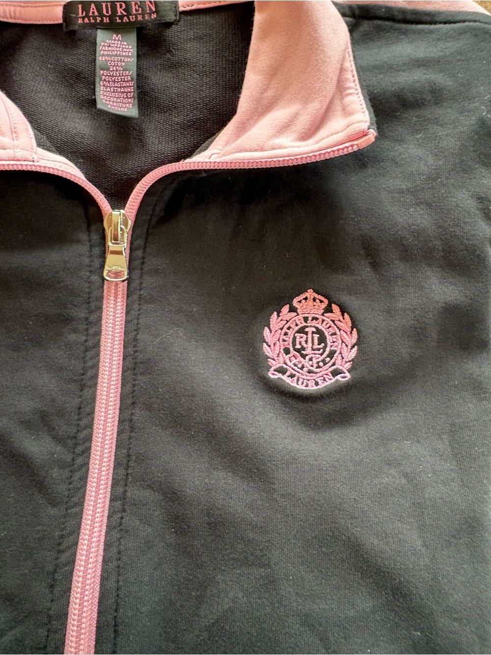 Ralph Lauren Black Jacket with Pink Trim and Crest - Picture 5 of 7